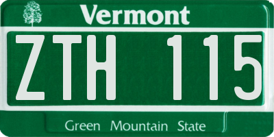 VT license plate ZTH115