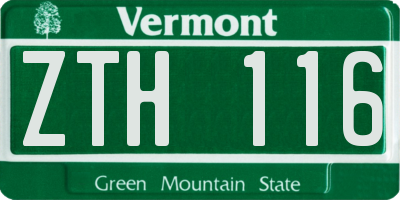 VT license plate ZTH116