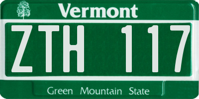 VT license plate ZTH117