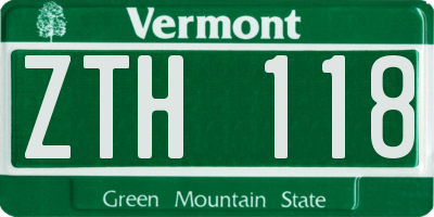VT license plate ZTH118