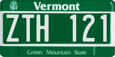 VT license plate ZTH121