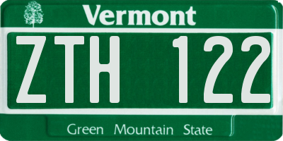 VT license plate ZTH122