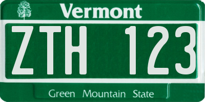 VT license plate ZTH123
