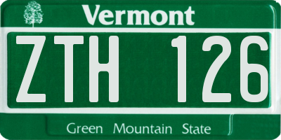 VT license plate ZTH126
