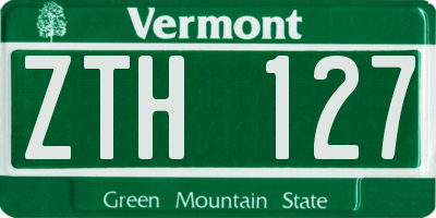 VT license plate ZTH127