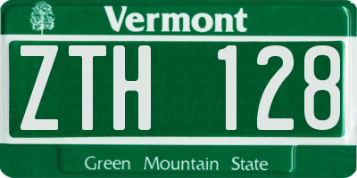 VT license plate ZTH128