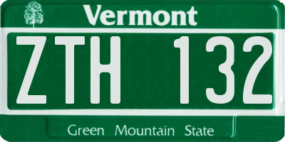 VT license plate ZTH132