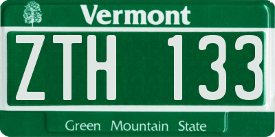 VT license plate ZTH133