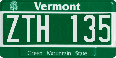 VT license plate ZTH135