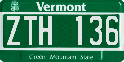 VT license plate ZTH136