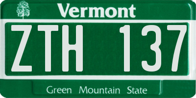 VT license plate ZTH137