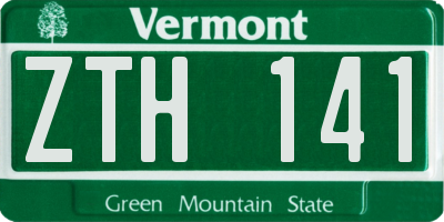 VT license plate ZTH141