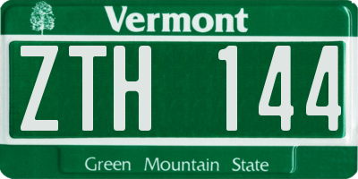 VT license plate ZTH144