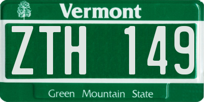 VT license plate ZTH149