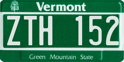 VT license plate ZTH152