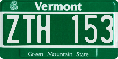 VT license plate ZTH153