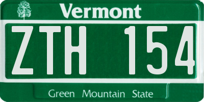 VT license plate ZTH154