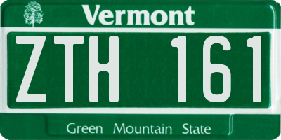VT license plate ZTH161