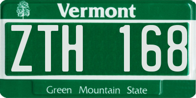 VT license plate ZTH168