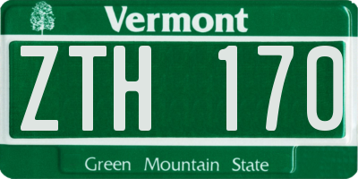 VT license plate ZTH170