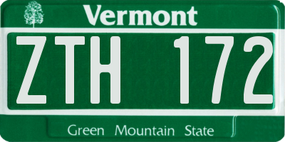VT license plate ZTH172