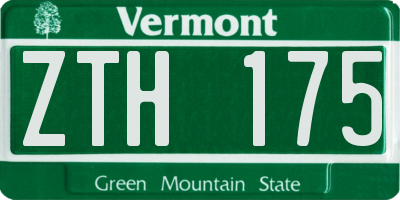 VT license plate ZTH175