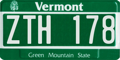 VT license plate ZTH178