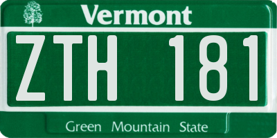 VT license plate ZTH181