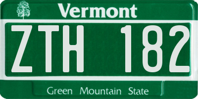 VT license plate ZTH182
