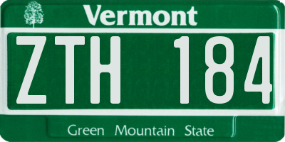 VT license plate ZTH184