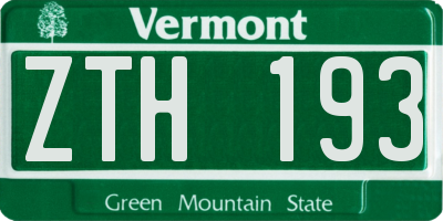VT license plate ZTH193