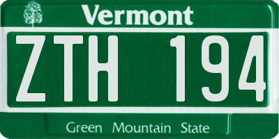 VT license plate ZTH194