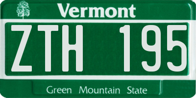 VT license plate ZTH195