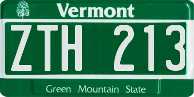VT license plate ZTH213