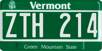 VT license plate ZTH214