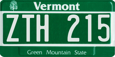 VT license plate ZTH215