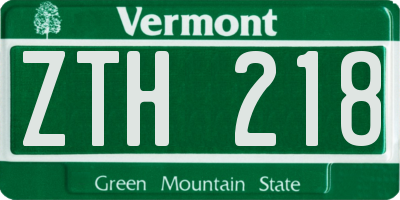 VT license plate ZTH218