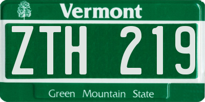 VT license plate ZTH219