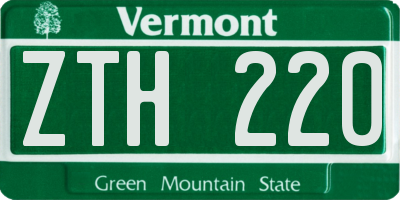 VT license plate ZTH220