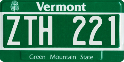 VT license plate ZTH221