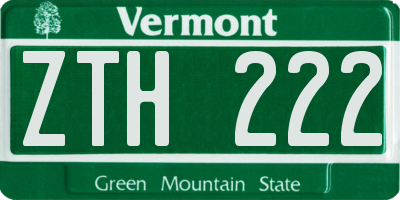 VT license plate ZTH222
