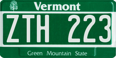VT license plate ZTH223