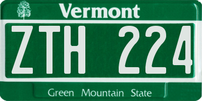 VT license plate ZTH224