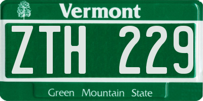VT license plate ZTH229