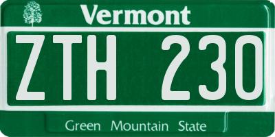 VT license plate ZTH230