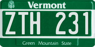 VT license plate ZTH231