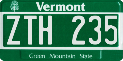 VT license plate ZTH235