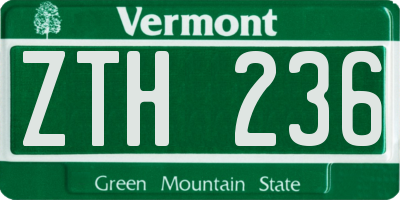 VT license plate ZTH236