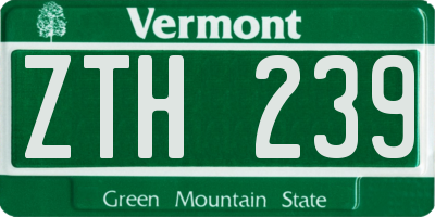 VT license plate ZTH239