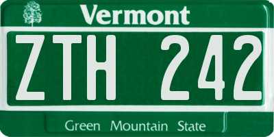 VT license plate ZTH242